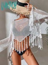 Lunivop 2024 O Neck Crop Top Tassel Black Hollow Out Summer Y2K Long Sleeve T Shirts Sexy Loose